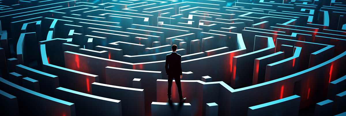  a business person overlooking a maze