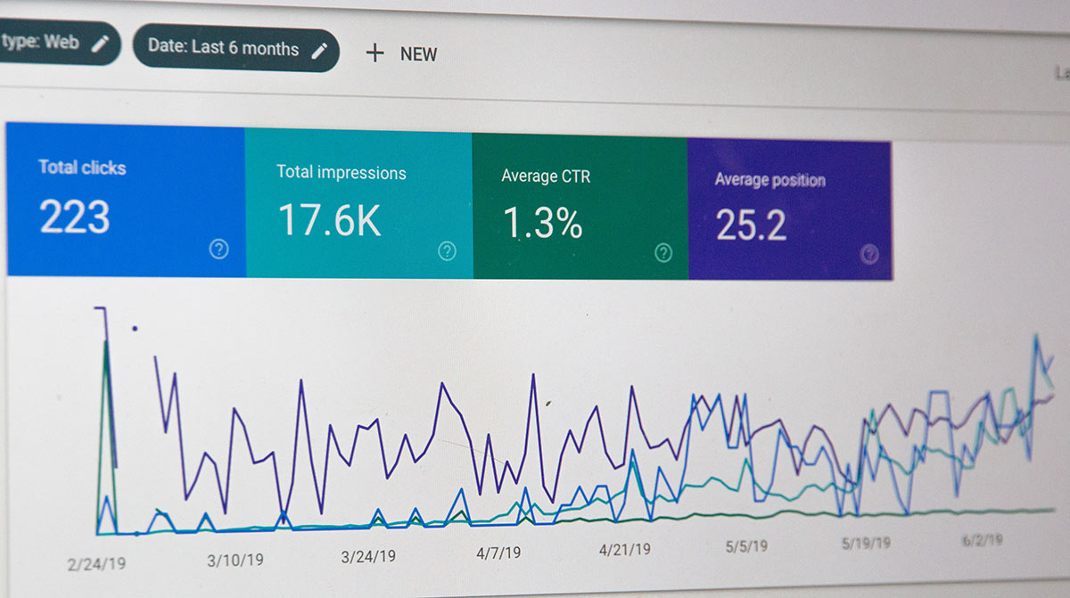 data metrics and graphs in a web dashboard