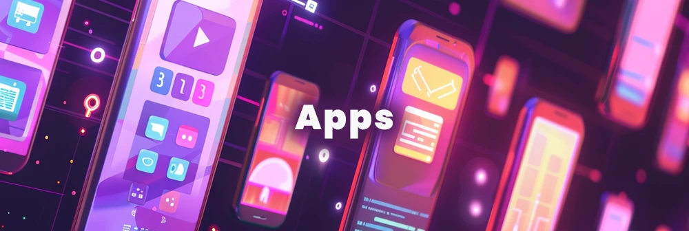 modern mobile smartphones with an interconnected suite of apps in an animated style