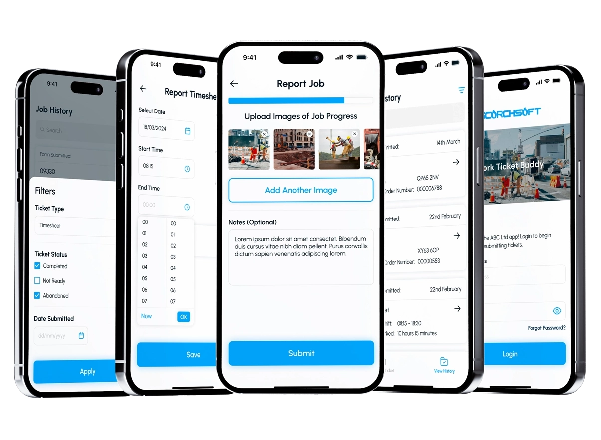 Work ticket app screenshots