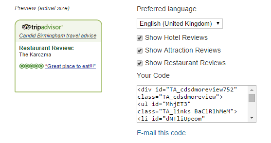 tripadvisor widget embedding